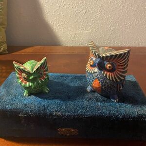 Owls wooden‎ painted cute little things.